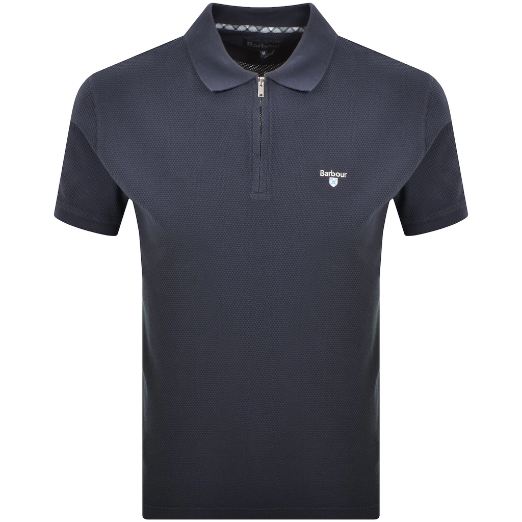 Barbour Hingham Zip Polo Lead Navy