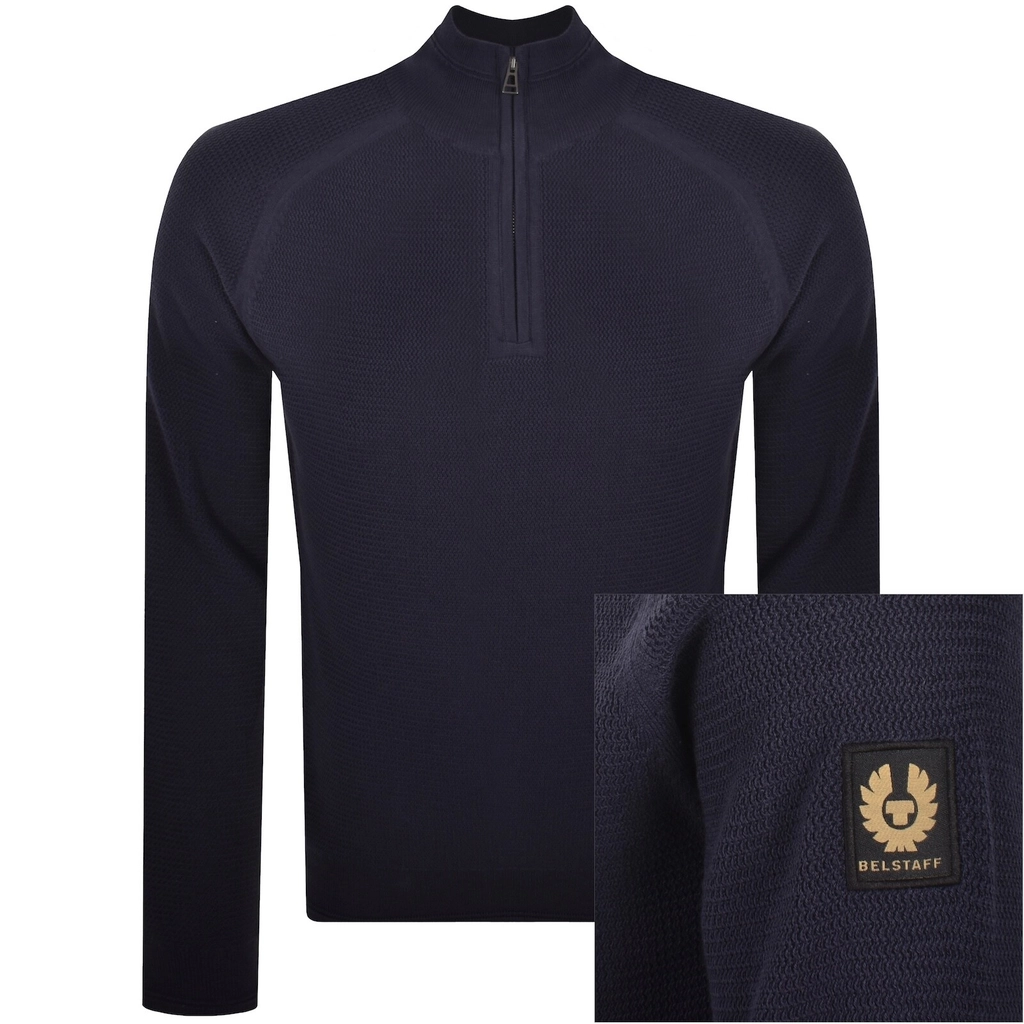 Belstaff Guide Quarter Zip Jumper Navy