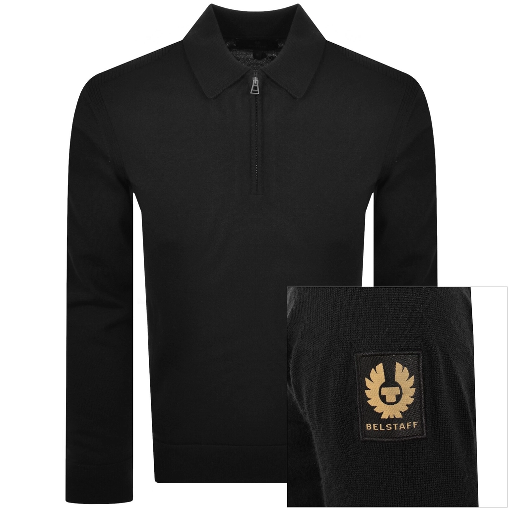 Belstaff Kyle Knitted Polo Shirt Black