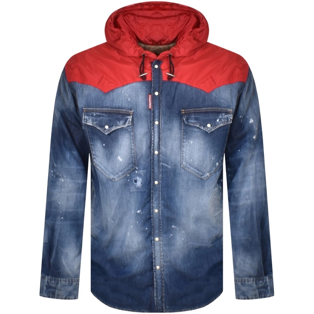 Dsquared2 Techno Hooded Denim Jacket Blue