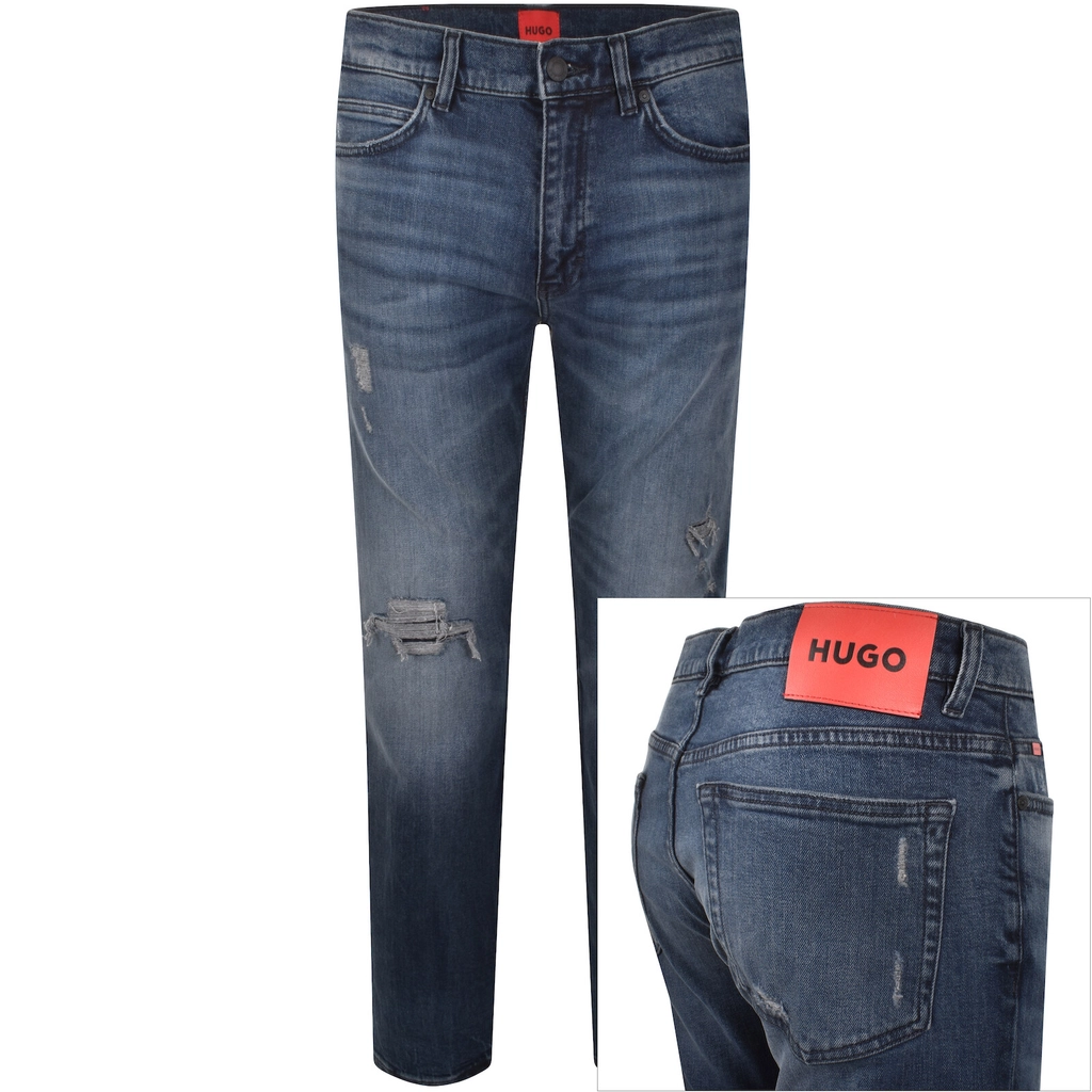 Hugo 708 Slim Fit Mid Wash Jeans Blue
