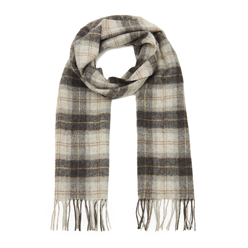 Barbour Adults Tartan Lambswool Scarf Greystone