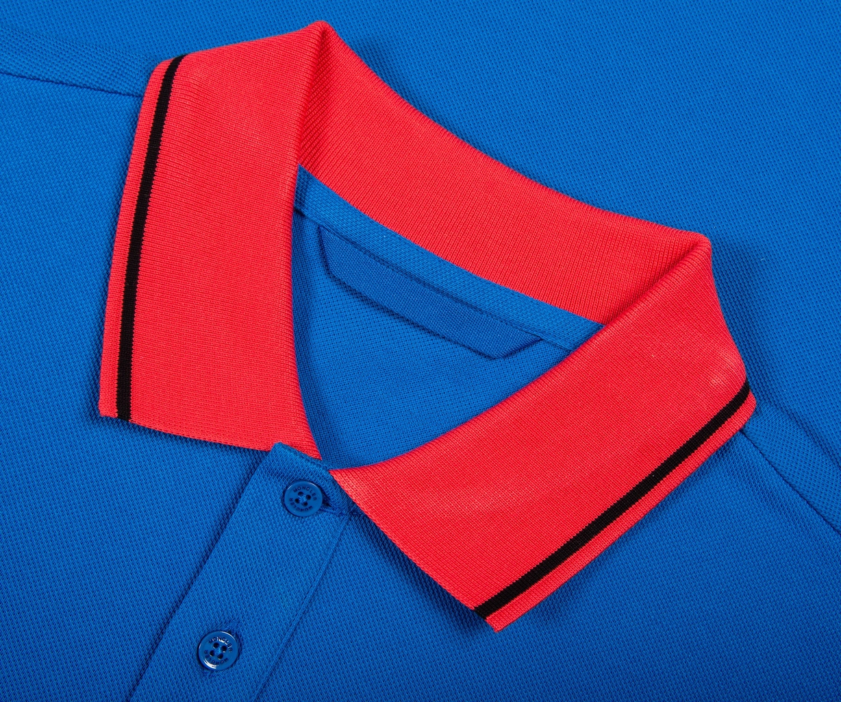 Moncler Monochromatic Logo Contrast SS Polo Marine Blue/Red