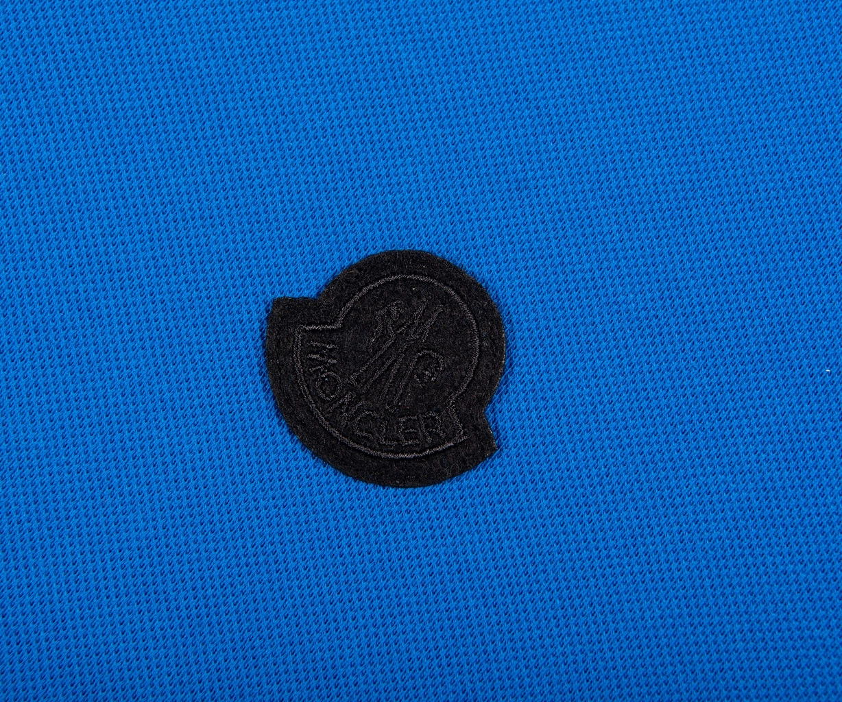 Moncler Monochromatic Logo Contrast SS Polo Marine Blue/Red