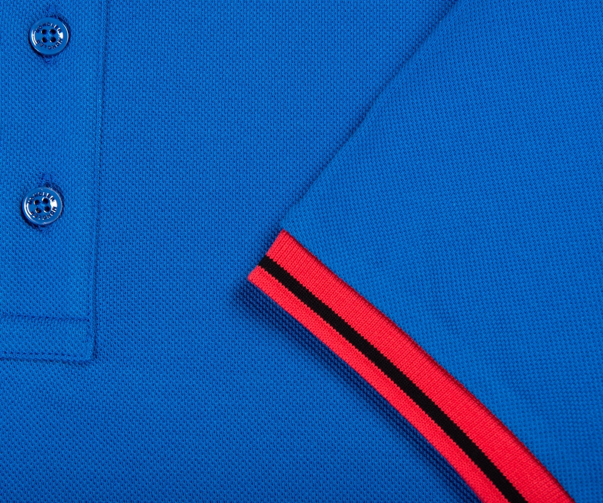 Moncler Monochromatic Logo Contrast SS Polo Marine Blue/Red