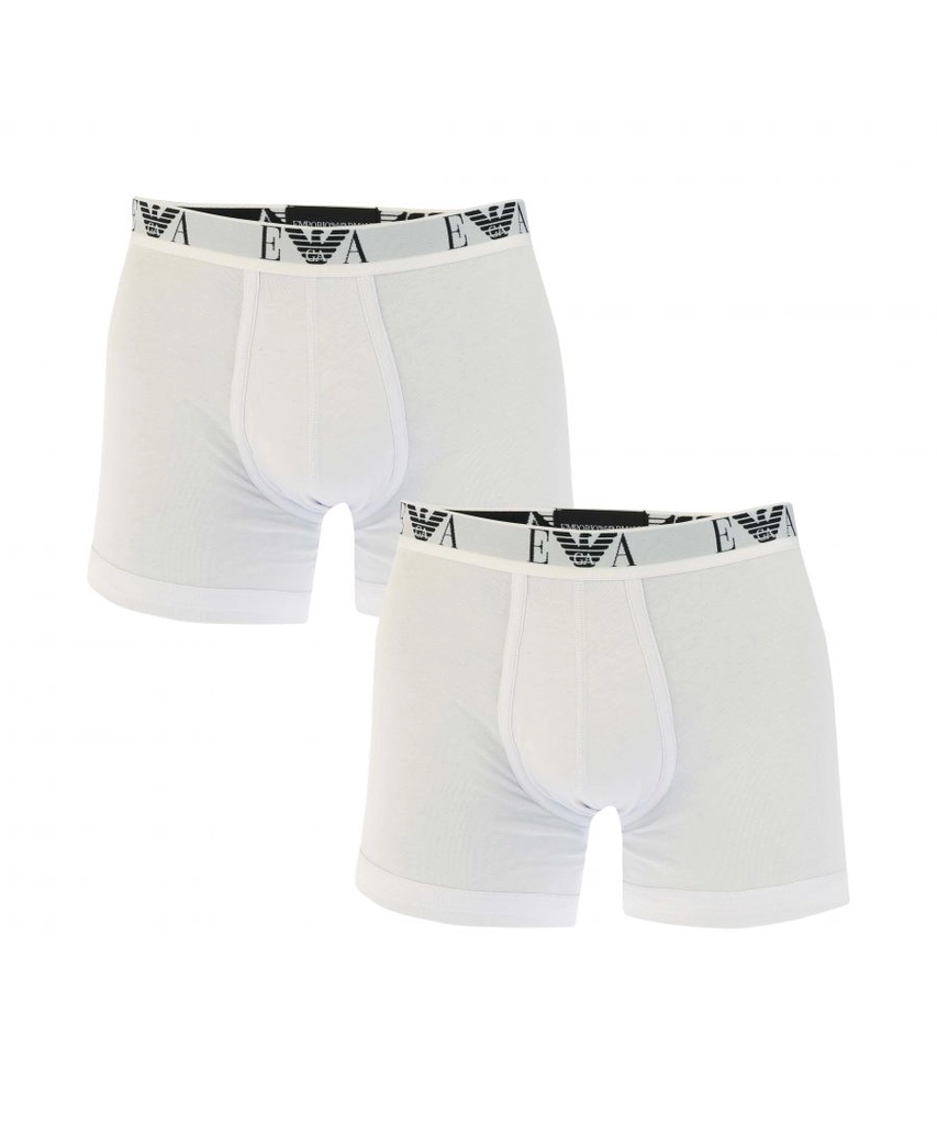 Armani Mens 2 Pack Boxer Shorts in White Cotton - Size X-Large
