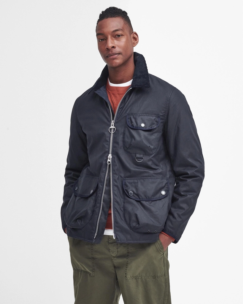 Barbour Angler Mens Wax Jacket - Navy - Size X-Large