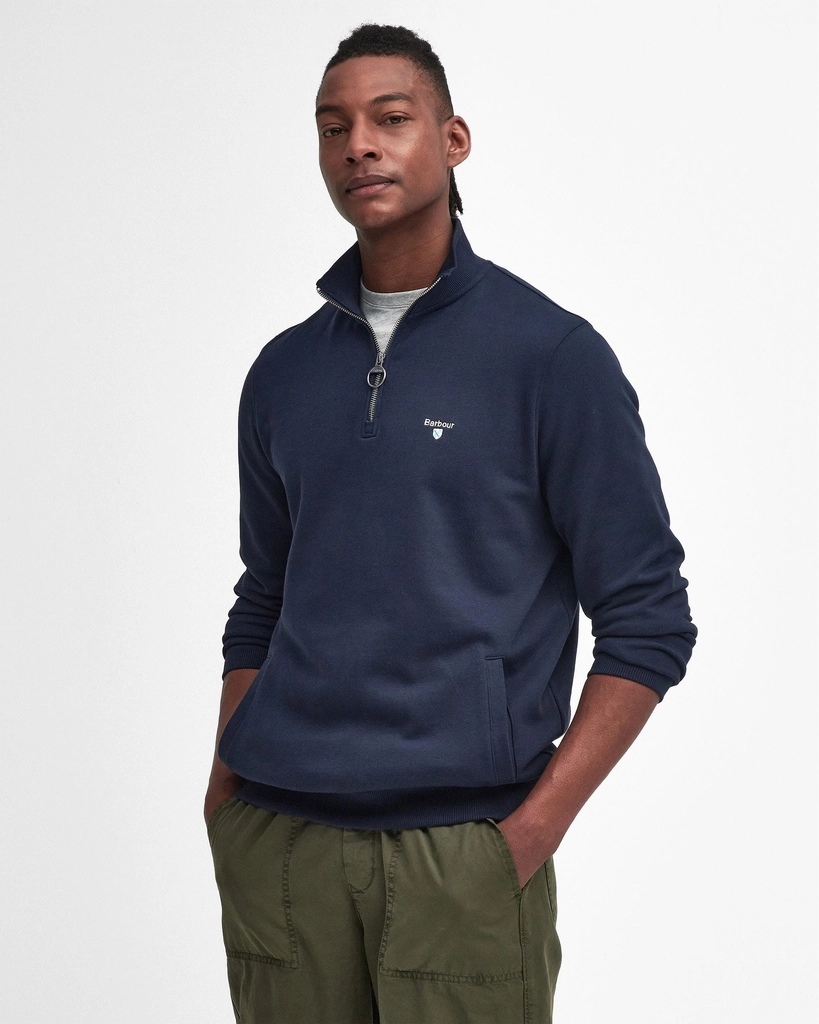 Barbour Beckhill Mens Half Zip Sweatshirt - Navy - Size Large