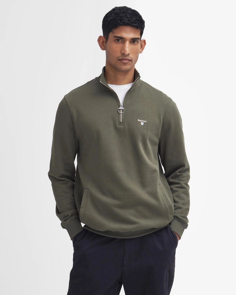 Barbour Beckhill Mens Half Zip Sweatshirt - Olive - Size X-Large