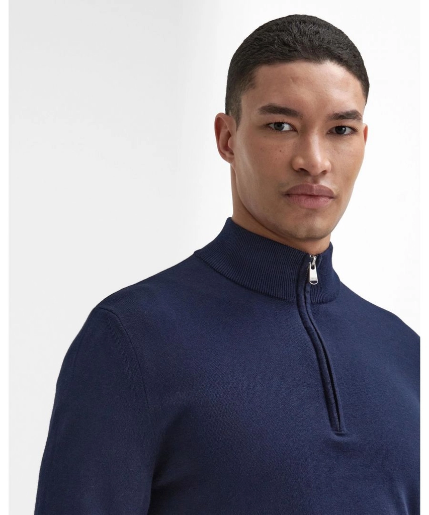 Barbour Blades Mens Cotton Half Zip Jumper - Navy - Size Medium