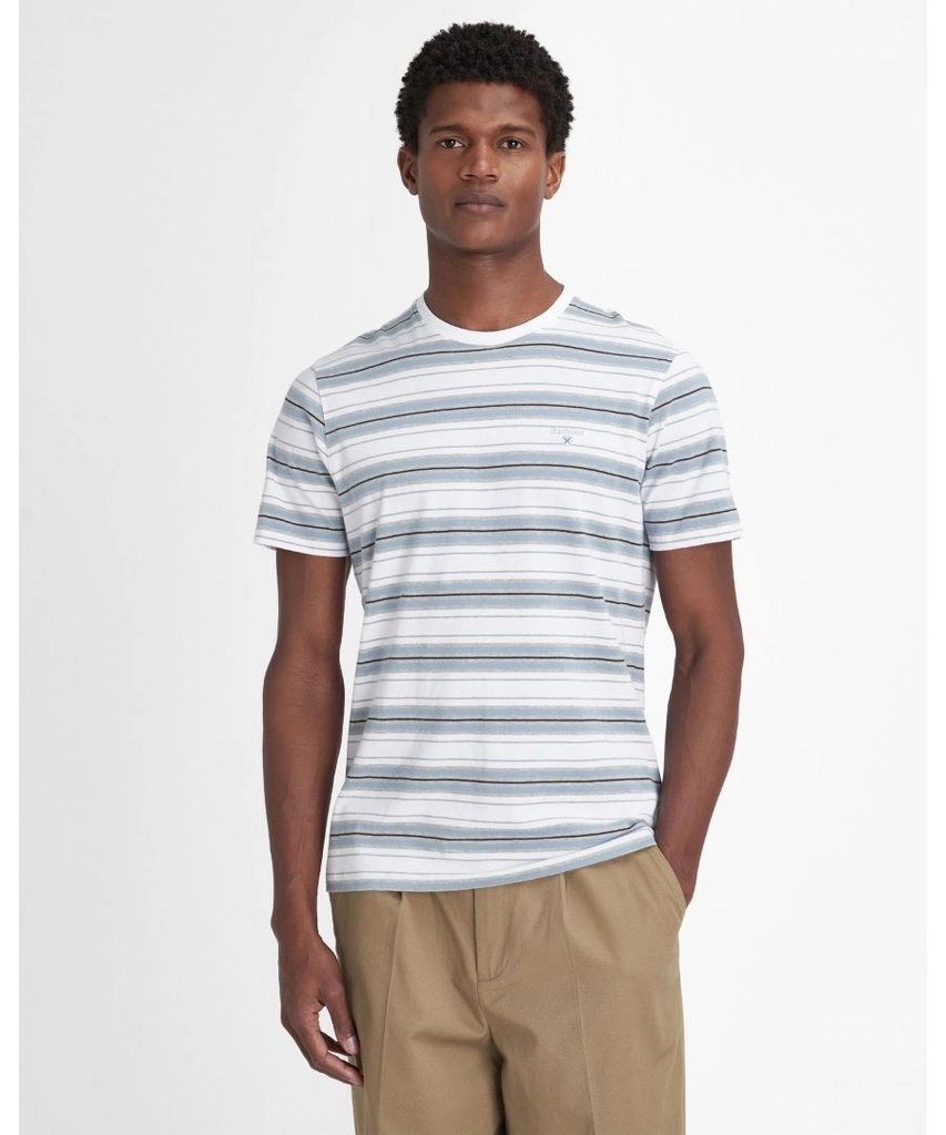Barbour Boldron Stripe Mens T-Shirt - White - Size Large