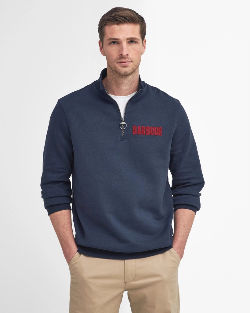 Barbour Cotes Mens Half Zip Sweatshirt - Navy - Size Medium