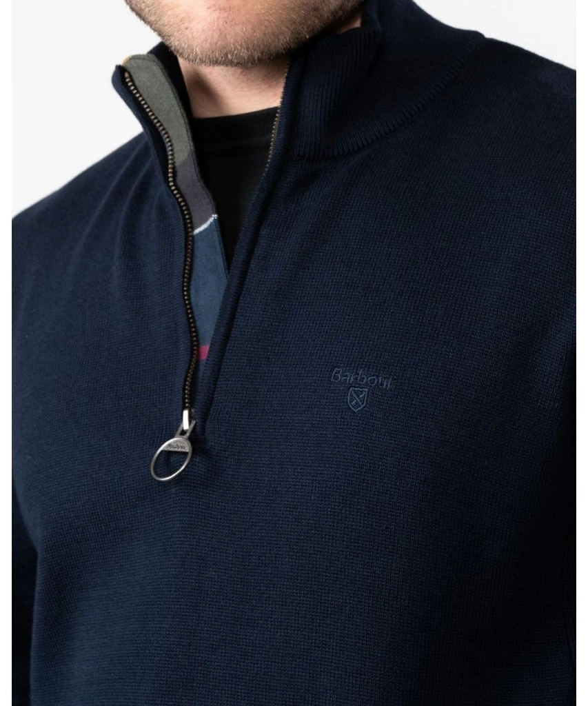 Barbour Cotton Mens Half Zip Jumper - Navy - Size 2XL