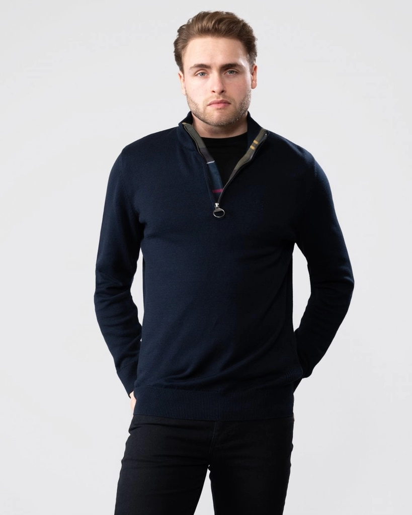 Barbour Cotton Mens Half Zip Jumper - Navy - Size 2XL