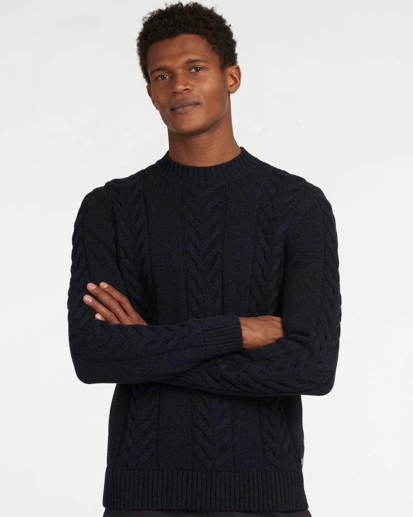 Barbour Essential Cable Knit Mens Jumper - Navy - Size X-Large