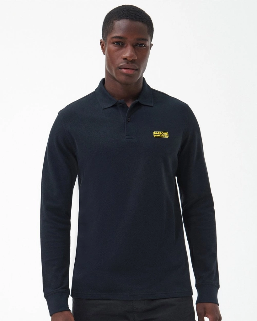 Barbour Essential Mens Long Sleeve Polo - Black - Size Medium