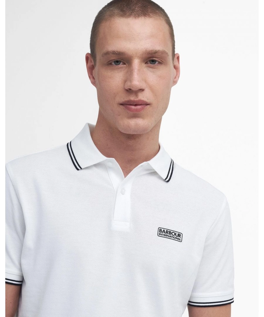Barbour Evan Mens Tipped Polo Shirt - White - Size Medium
