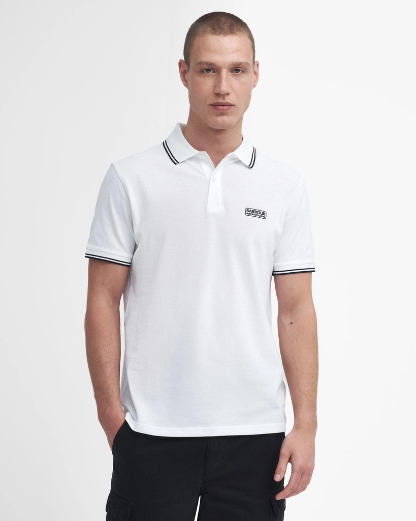 Barbour Evan Mens Tipped Polo Shirt - White - Size Medium