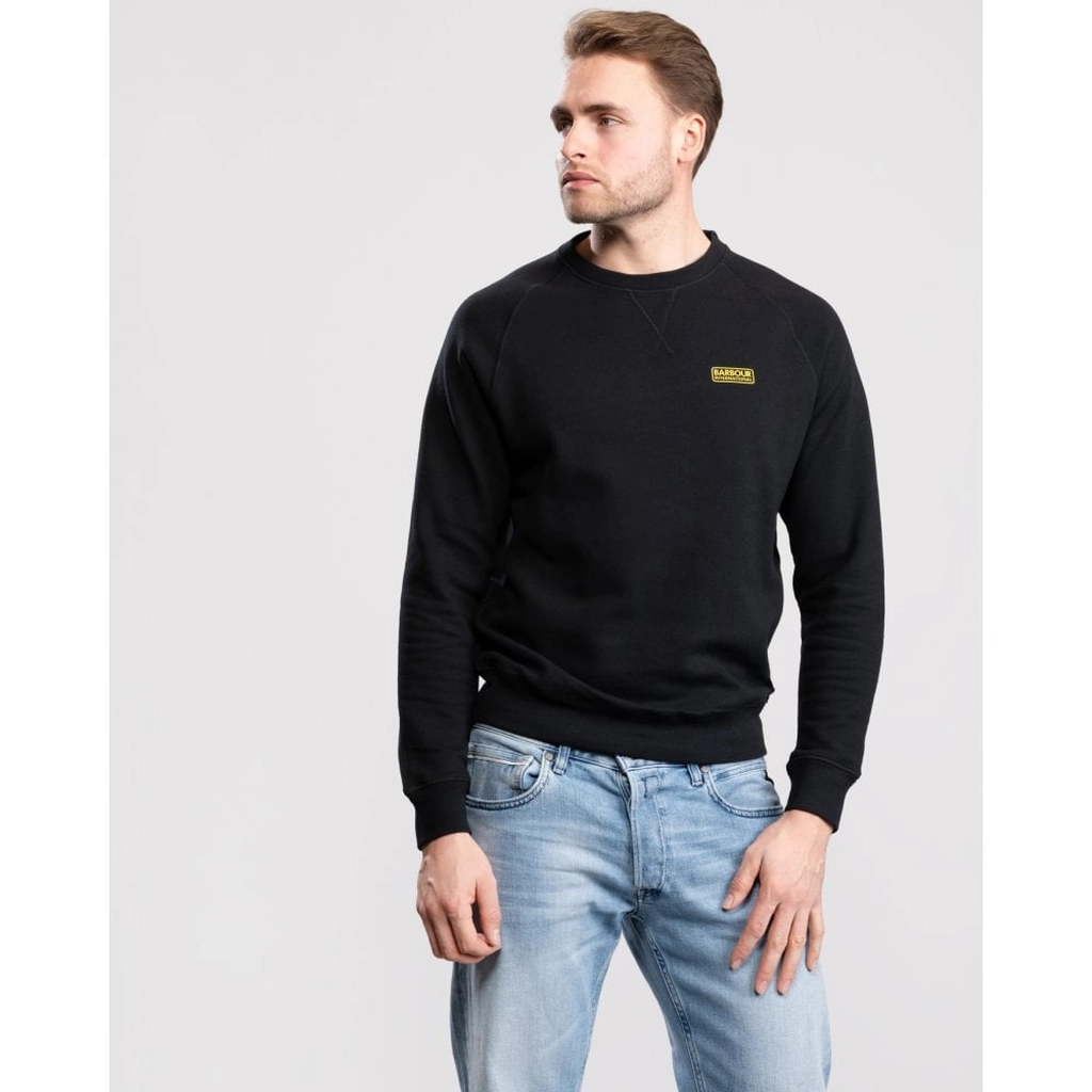 Barbour International Essential Crew Mens Sweatshirt - Black Cotton - Size Medium