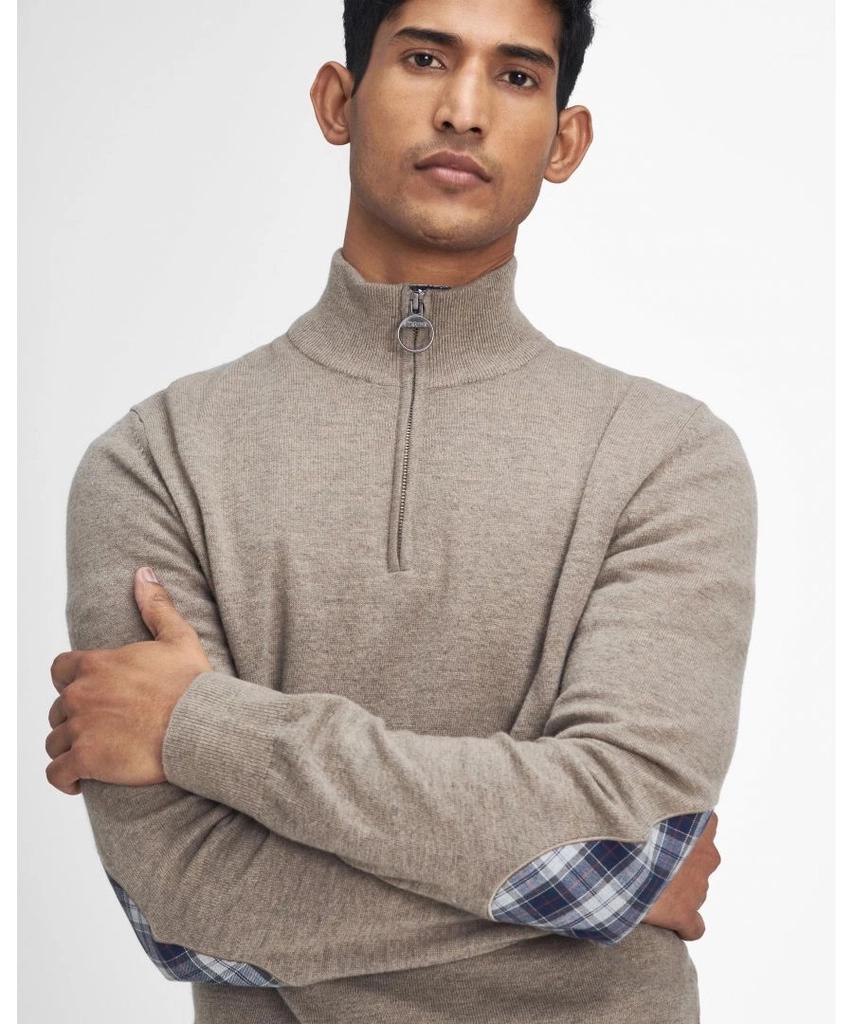Barbour Marlow Mens Half Zip Knitted Sweater - Stone - Size Large