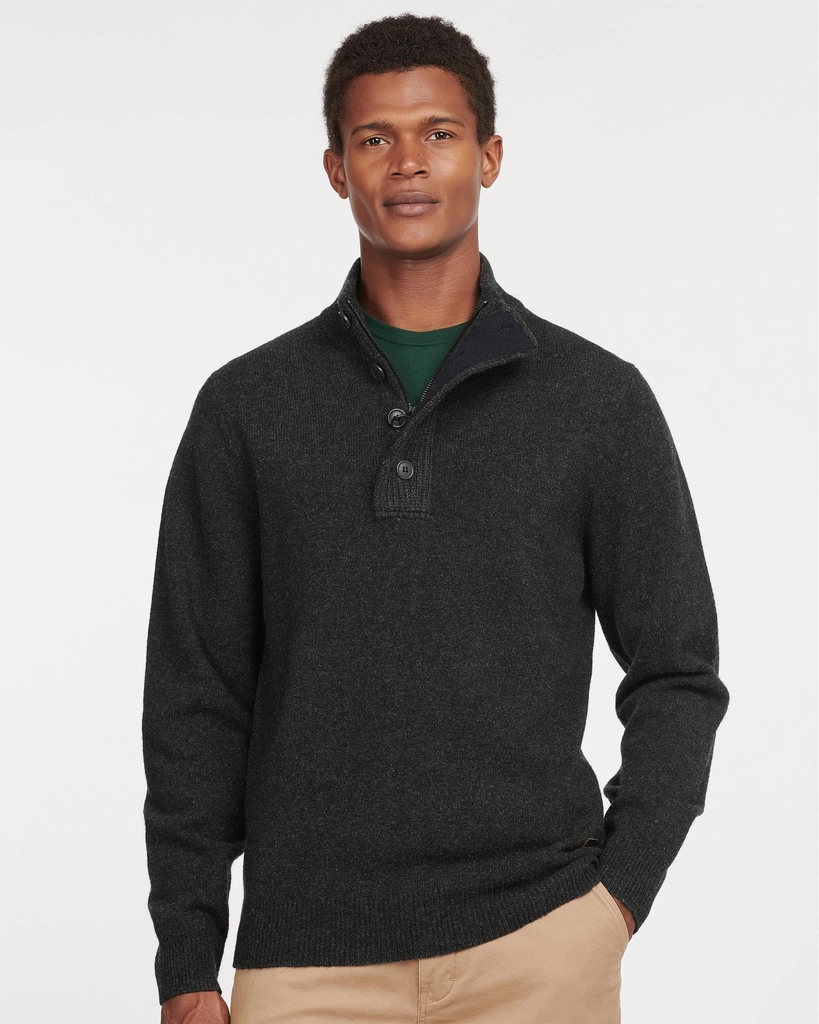 Barbour Patch Half Zip Mens Jumper - Charcoal - Size Large
