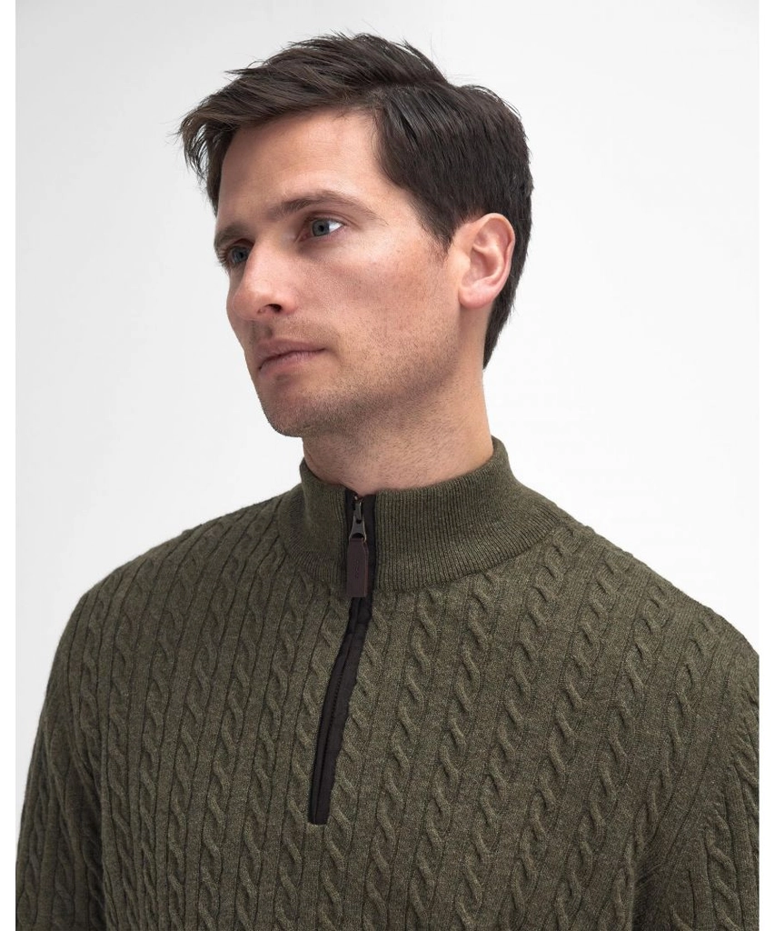 Barbour Ramsden Mens Half Zip Knitted Jumper - Green - Size Medium