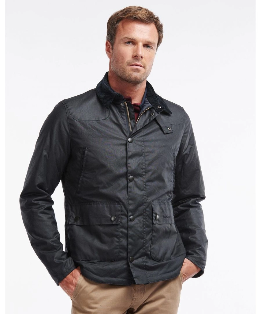 Barbour Reelin Mens Wax Jacket - Navy - Size Large