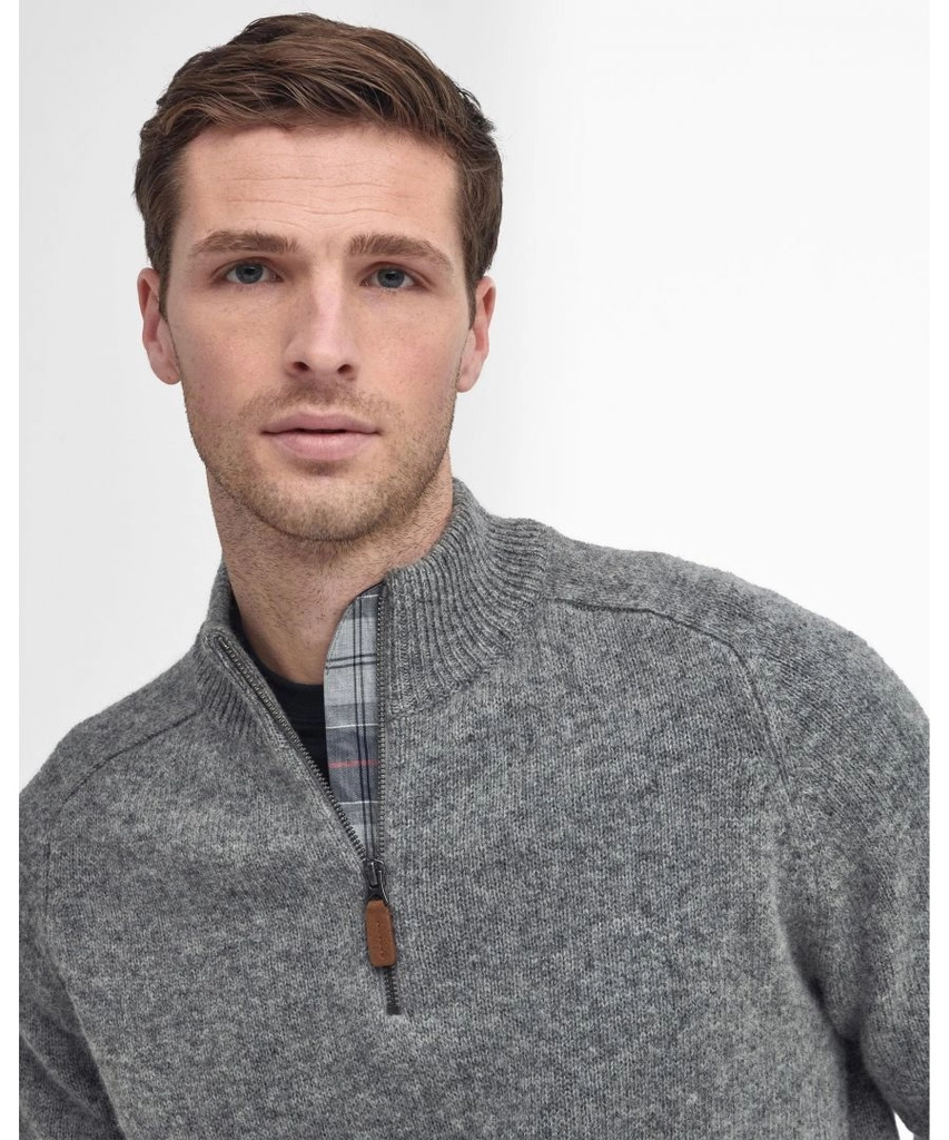 Barbour Talder Mens Half Zip Knitted Jumper - Grey - Size Large