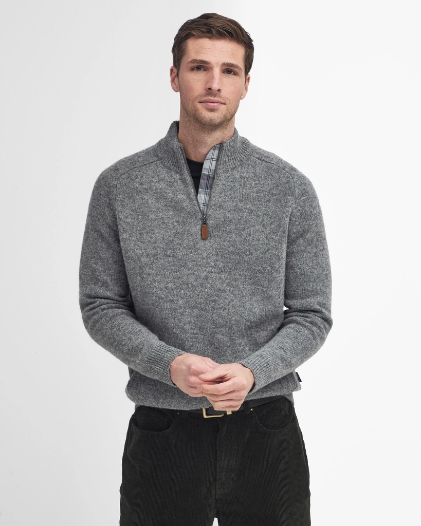 Barbour Talder Mens Half Zip Knitted Jumper - Grey - Size Large
