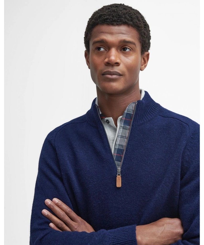 Barbour Talder Mens Half Zip Knitted Jumper - Navy - Size Large