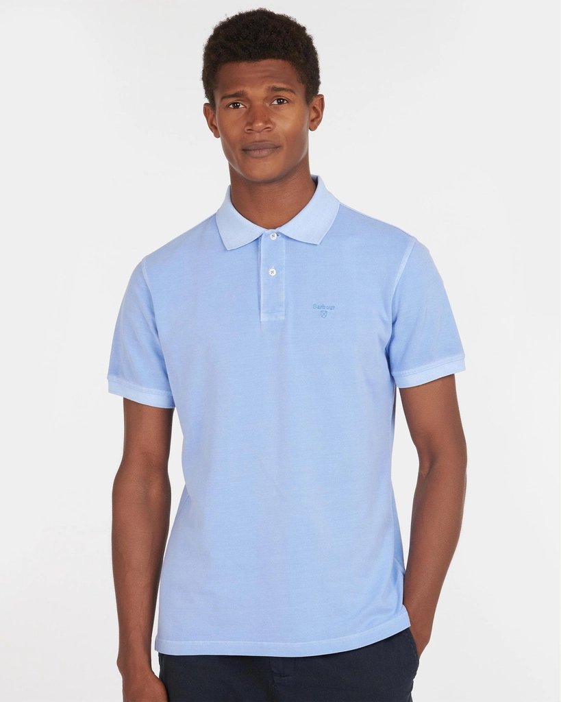 Barbour Wash Sports Mens Polo Shirt - Sky Blue Cotton - Size Large