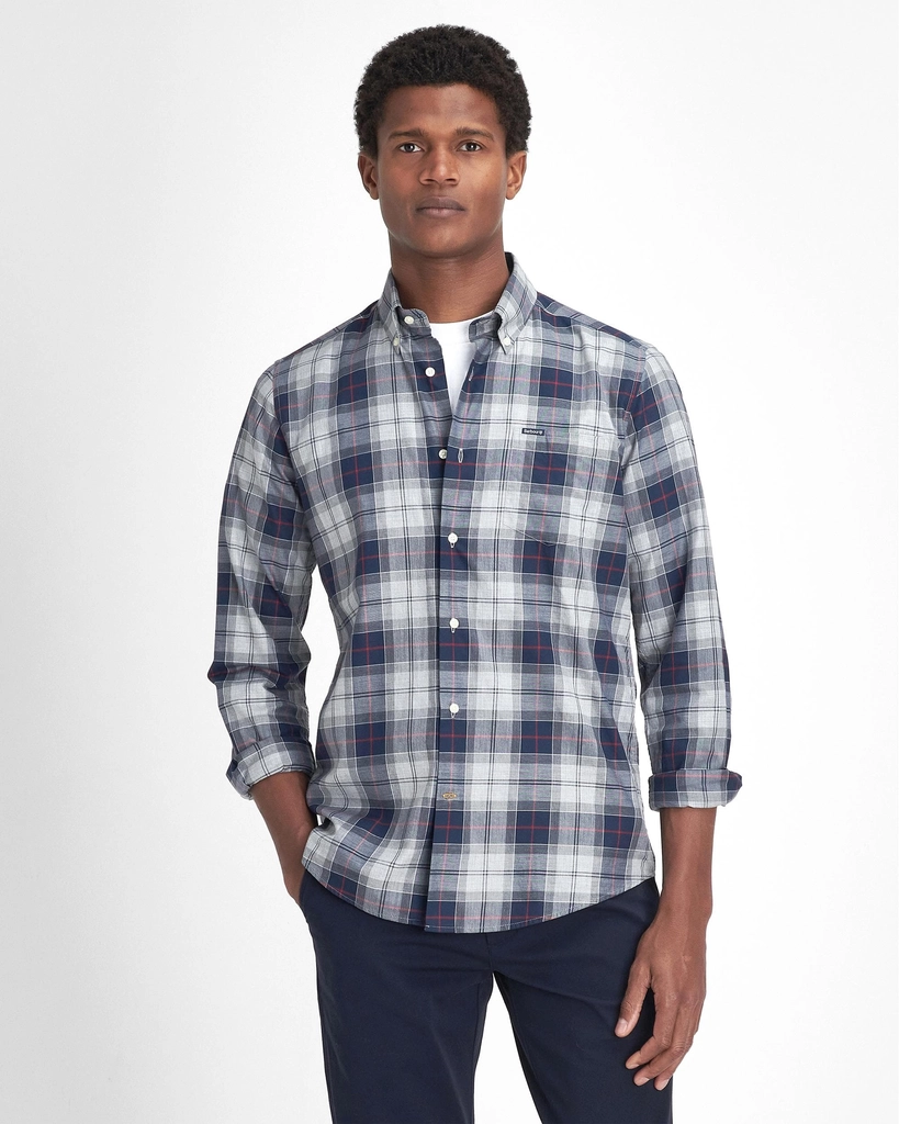 Barbour Wetherham Tailored Mens Shirt - Blue & White - Size X-Large