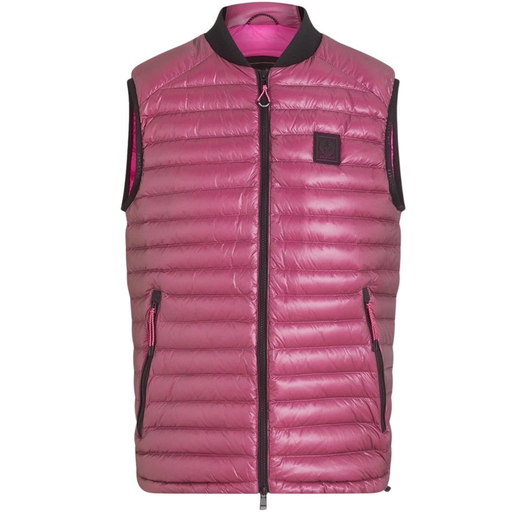 Belstaff Mens Airframe Neon Shiny Pink Gilet Down Filled Jacket Nylon - Size Small