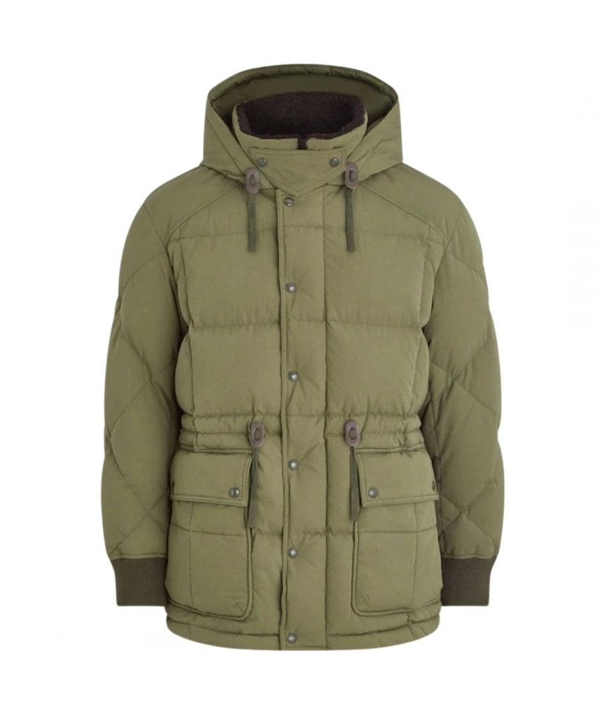 Belstaff Mens Hawthorn True Olive Parka Jacket - Green Polyamide - Size Large