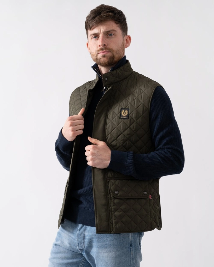 Belstaff Mens Icon Gilet - Olive - Size 42 (Chest)