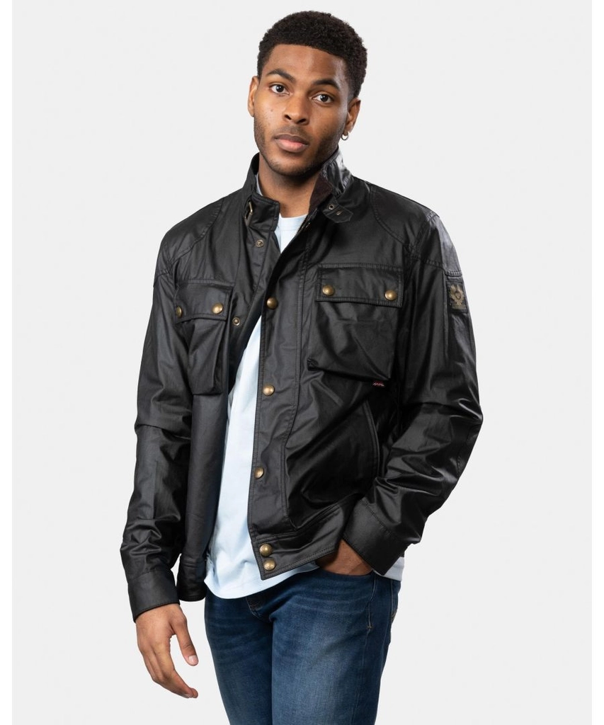 Belstaff Racemaster Mens Waxed Cotton Compact Field Jacket - Black - Size 44 (Chest)