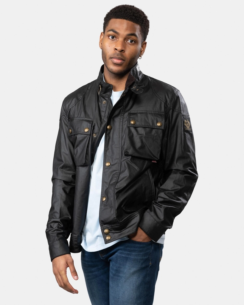Belstaff Racemaster Mens Waxed Cotton Compact Field Jacket - Black - Size 44 (Chest)