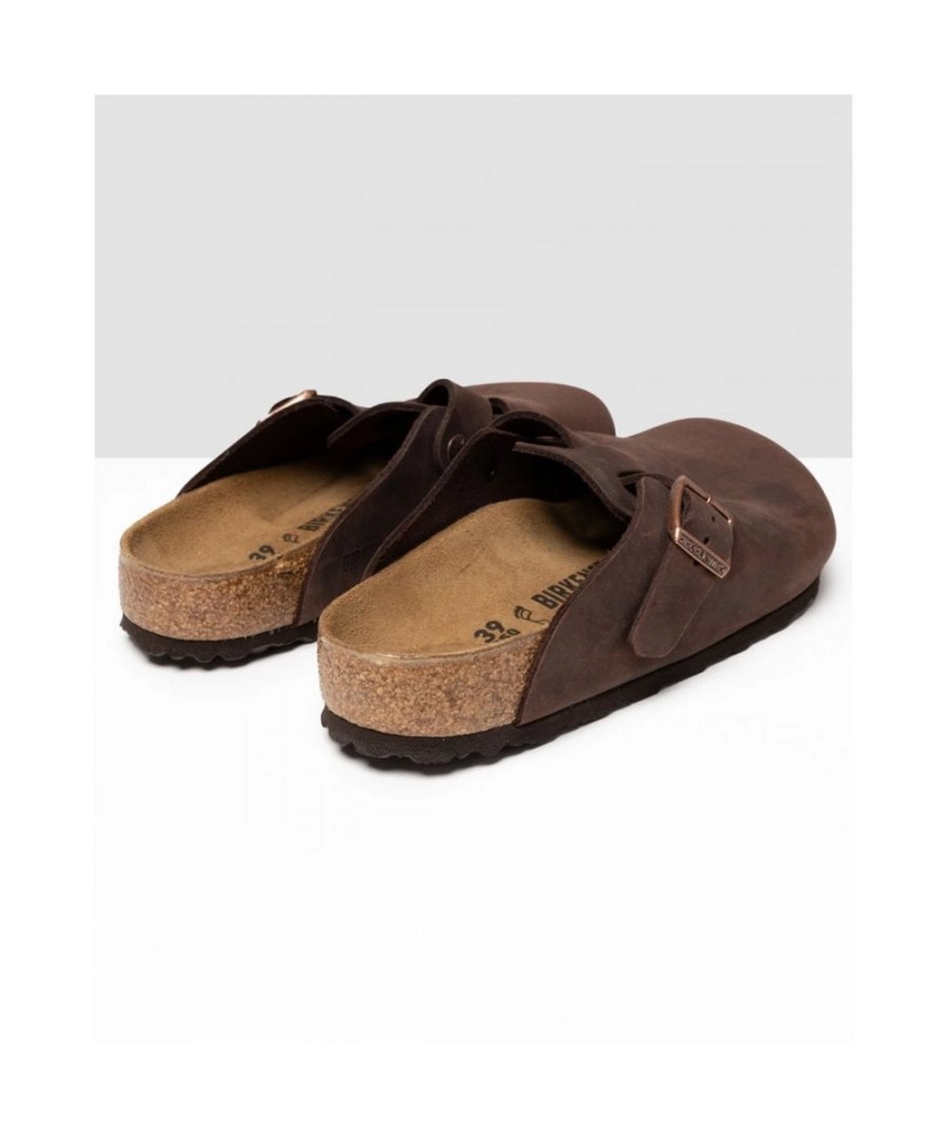 Birkenstock Unisex Mens Boston Leather Sandals in Brown Nubuck - Size UK 10.5