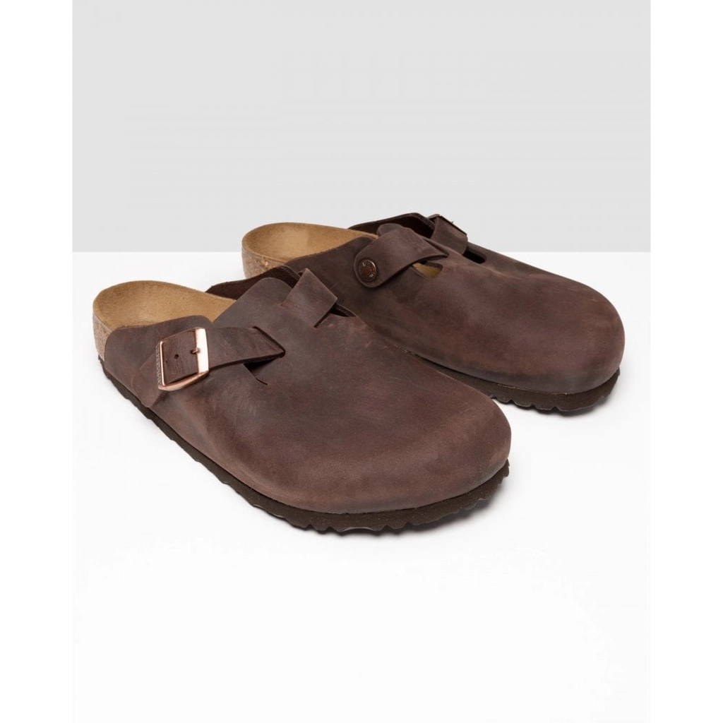 Birkenstock Unisex Mens Boston Leather Sandals in Brown Nubuck - Size UK 10.5