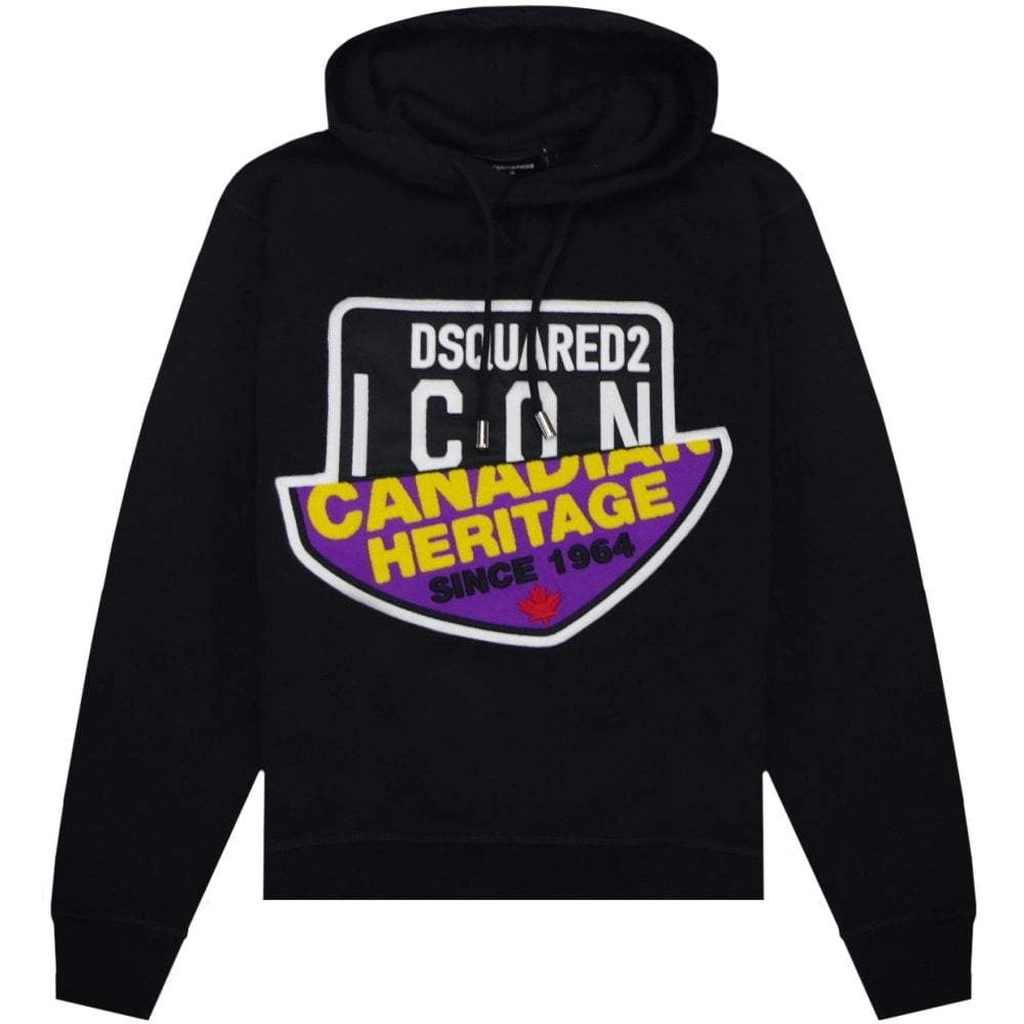 Dsquared2 Mens Canadian Heritage ICON Hoodie Black - Size Small