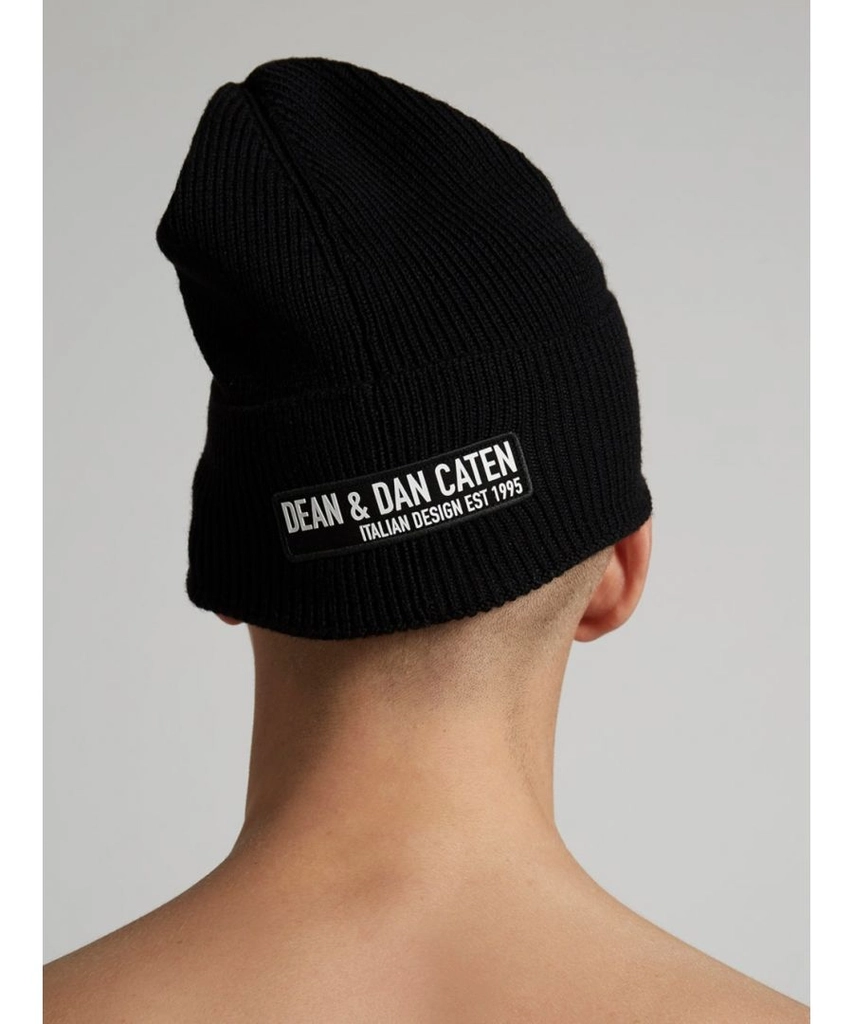 Dsquared2 Mens ICON Beanie in Black Cotton - One Size