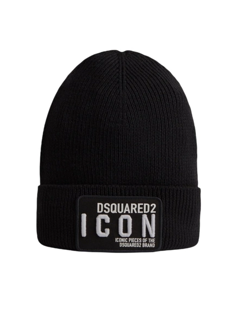 Dsquared2 Mens ICON Beanie in Black Cotton - One Size