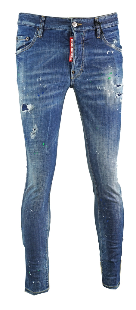 Dsquared2 Mens Skater Jean Spray Paint Effect Jeans - Blue Denim - Size 32W/32L