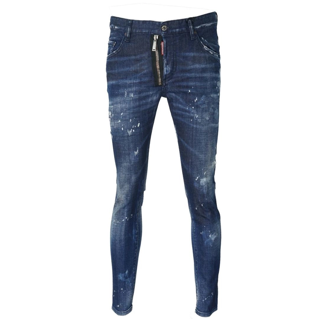 Dsquared2 Mens Skater Jean Zip Paint Splash Jeans - Blue Cotton - Size 32W/30L