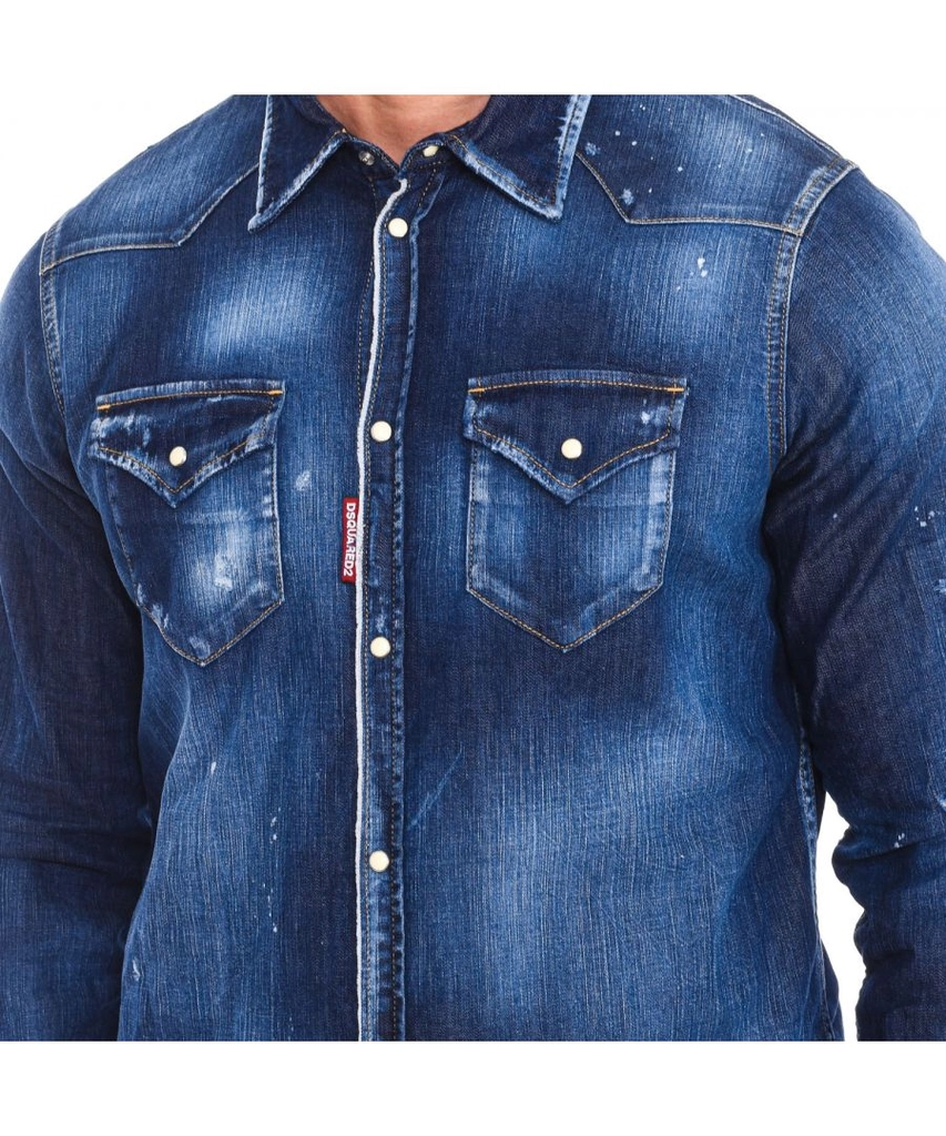Dsquared2 Mens long sleeve denim shirt S79DL0013-S30341 - Blue - Size EU 52