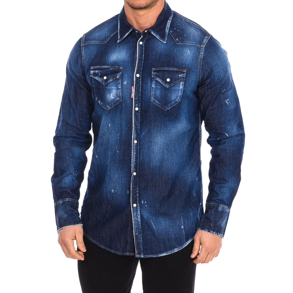 Dsquared2 Mens long sleeve denim shirt S79DL0013-S30341 - Blue - Size EU 52