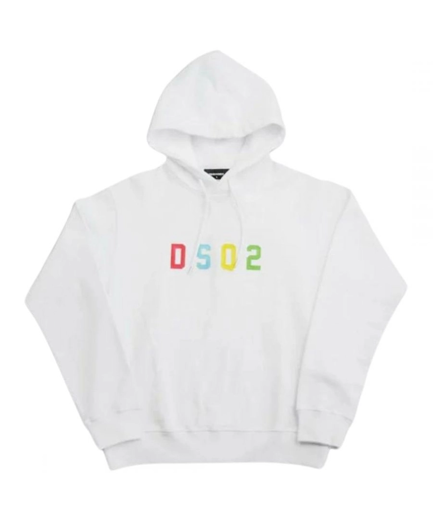 Dsquared2 Mens Multicoloured DSQ2 Logo White Hoodie Cotton - Size Large