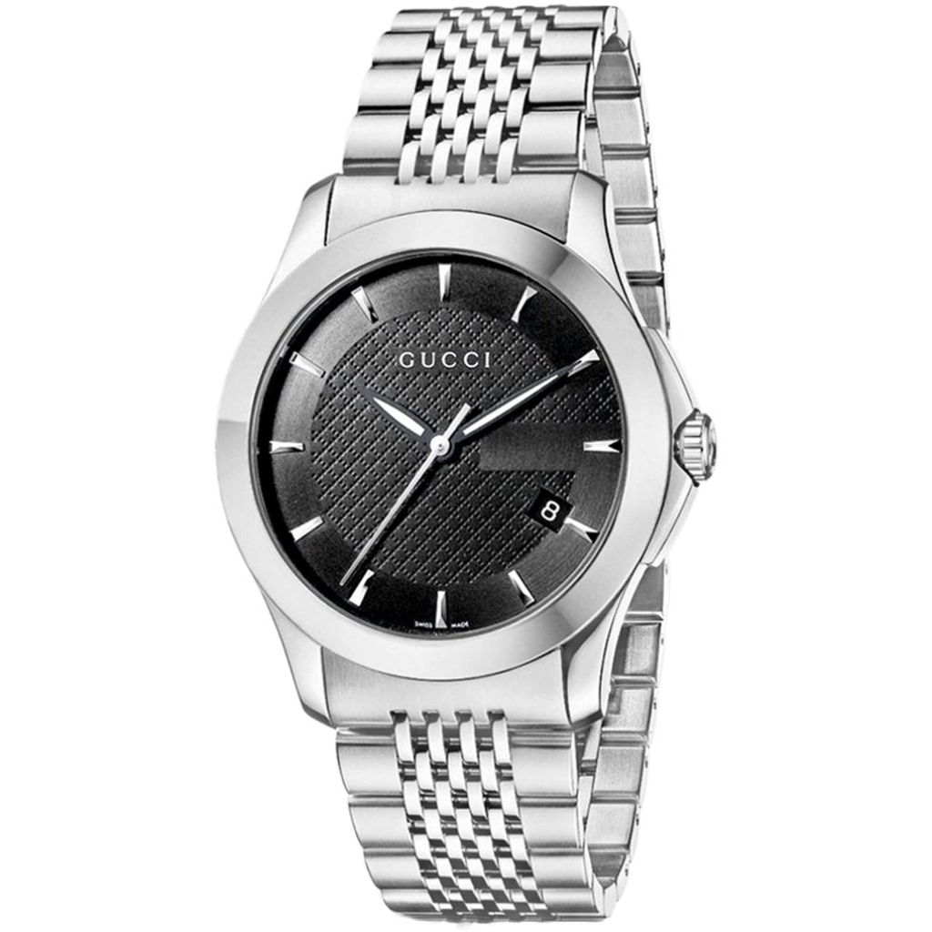 Gucci YA126402 G-Timeless Black Dial Mens Watch - Silver - One Size