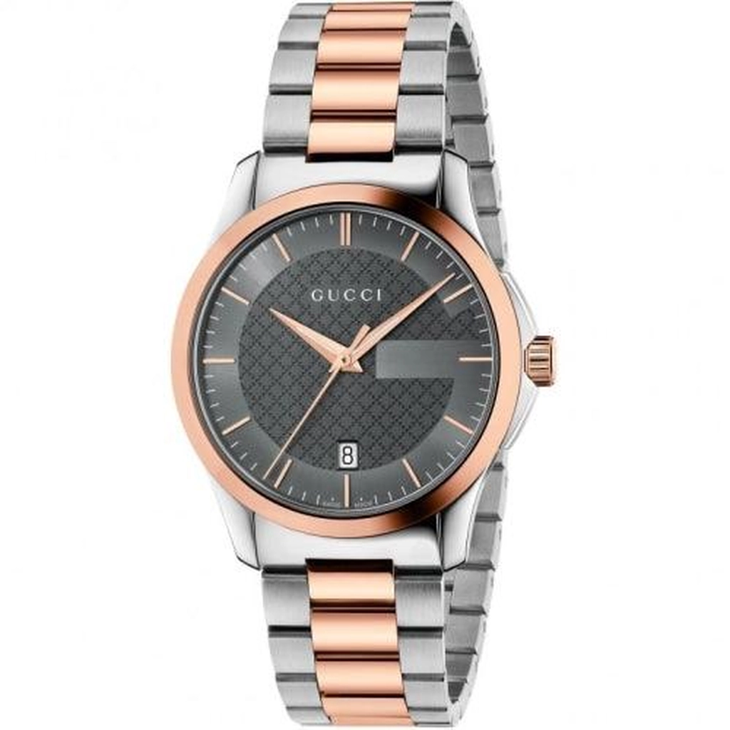 Gucci YA126446 Mens Watch - Silver & Rose Gold Stainless Steel - One Size