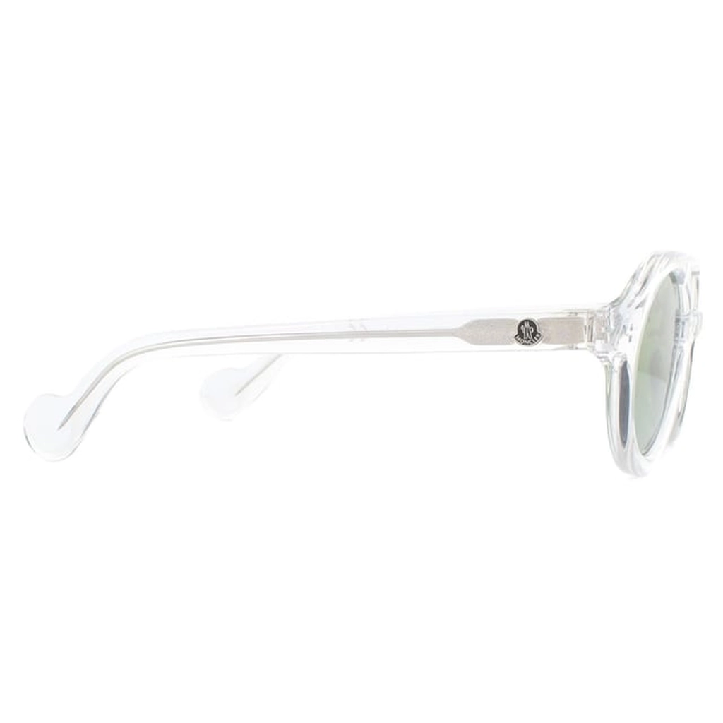 Moncler Round Unisex Crystal Green Mirror Sunglasses - Transparent - One Size